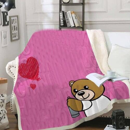 Double Layer Thick Cashmere Blanket Sofa Cover Blanket Square Blanket Baby Bear Plush Blanket Baby Blankets Newborn Kids Baby