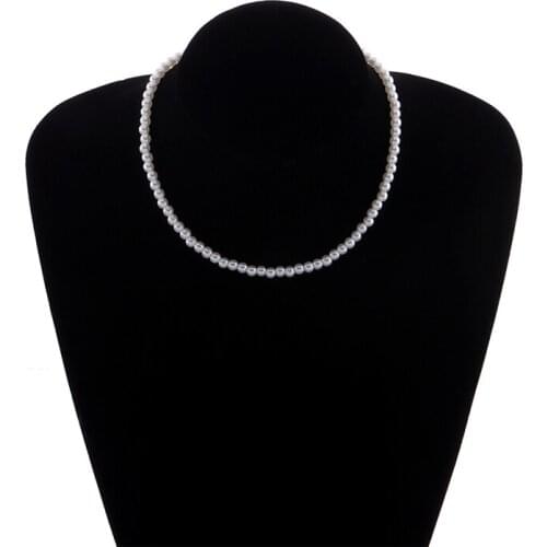 Elegant White Imitation Pearl Choker Necklace Big Round Pearl Wedding Necklace for Women Charm Fashion Jewelry