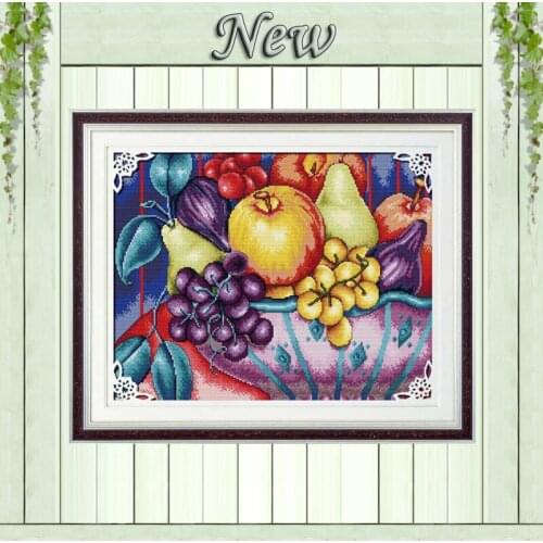 Fruits apple grapes decor paintings counted printed on canvas DMC 11CT 14CT Chinese Cross Stitch kits embroidery needlework Sets