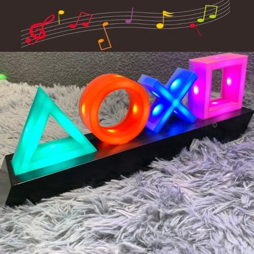 Voice Control Game Icon Light for PS4 for Playstation Player Commercial Colorful Lighting USB/Battery Powered