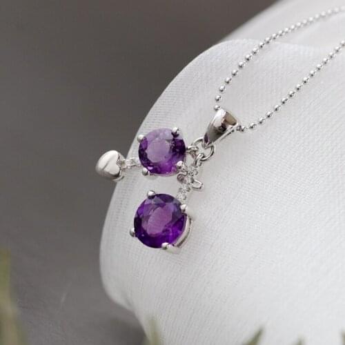 Inlaid Authentic Natural Amethyst Constellation Pattern 925 Sterling Silver Pendant Lady High Quality Trendy Style Jewelry