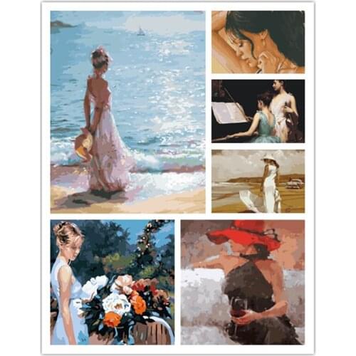 Graceful Women Painting By Numbers For Adults Kits Hand Painted Decor Drawing Canvas DIY Oil Coloring Paint Pictures By Numbers