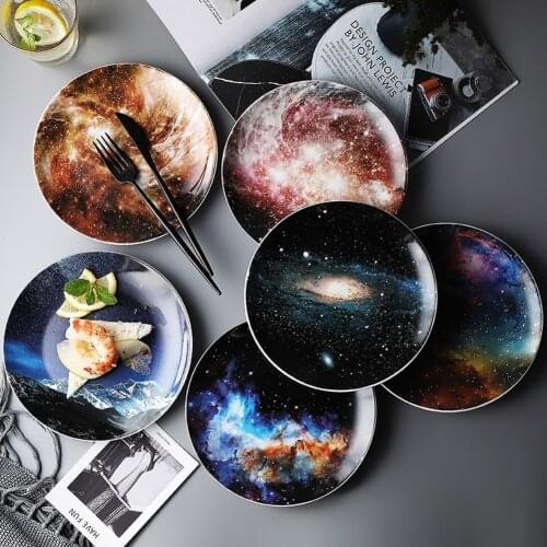 Starry sky plate creative steak dinner plate net red ins wind Nordic ceramic dinner plate household characteristic tableware