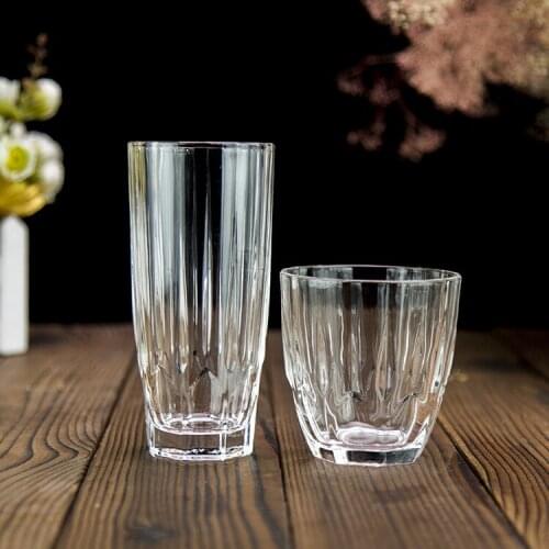 Creative Fashion Transparent Glass Crystal Clear Stripes Foreign Wine Glass Juice Glass Water Glass Ktv Beer Glass