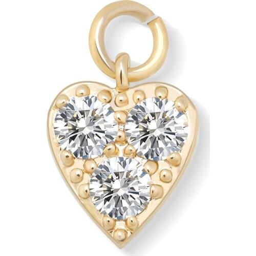 Cubic Zirconia Stones Gold-plated Copper Love Heart Charm Connector Brass CZ Pendant 2021 New Fashion Bracelet Pendant Make DIY