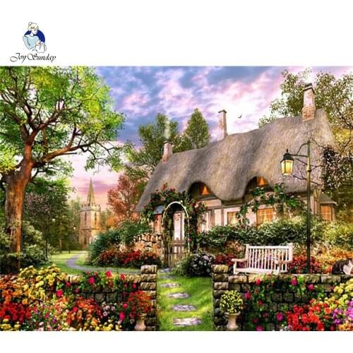 DIY Square Diamond Painting Flower House Landscape Sale Embroidery Handcraft Art Decoration For Home
