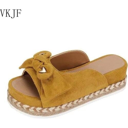 Summer Fashion Sandals 2021 Shoes Women Bow Sandals Slipper Indoor Outdoor Flip-flops Beach Shoes Female Slippers Plus Size