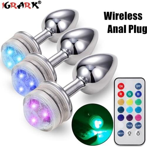 Metal LED Light Tail Anal Plug For Women Men Sex Toys Adults Couples Tools Butt Erotic Machine Wireless Female Male Sextoys Shop