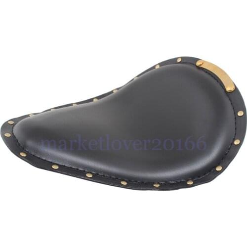 Motorcycle Black PU Leather Rivet Style Solo Seat Universal Fit for Harley Chopper Custom