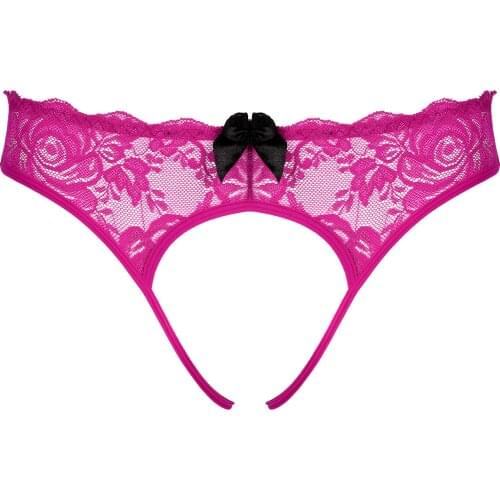 Mens Sissy Lingerie Panties Low Waist Elastic Waistband Crotchless T-back Thong See-Through Floral Lace Bowknot G-string Briefs