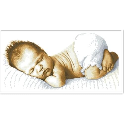 Little baby cross stitch kits sleepy boy package 18ct 14ct 11ct cloth silk cotton thread embroidery DIY handmade needlework