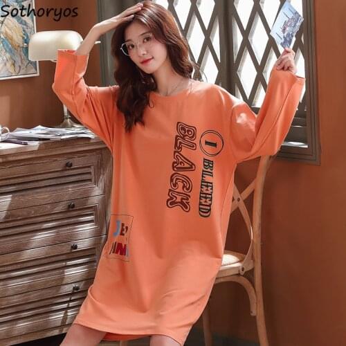 Nightgowns Women Breathable Round Neck Simple Cute Sleepshirt for Girls Homewear Fashion Soft Fashion Korean Style Harajuku Chic