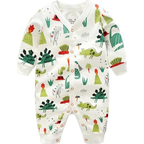 2018 Spring Dino Newest Baby Rompers Newborn Clothes Cotton Bebe Ropa Long Romper Outfits Soft Boys Clothing Pajamas Jumpsuits