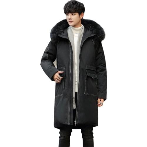 Winter New Style White Duck down Workwear Mens down Jacket Mid-length Popular Brand Korean-style MenS Wear