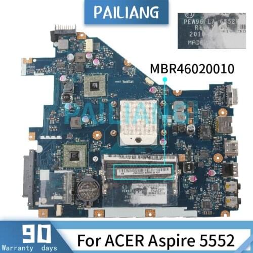 PAILIANG Laptop motherboard For ACER Aspire 5552 Mainboard LA-6552P MBR46020010 DDR3 tesed
