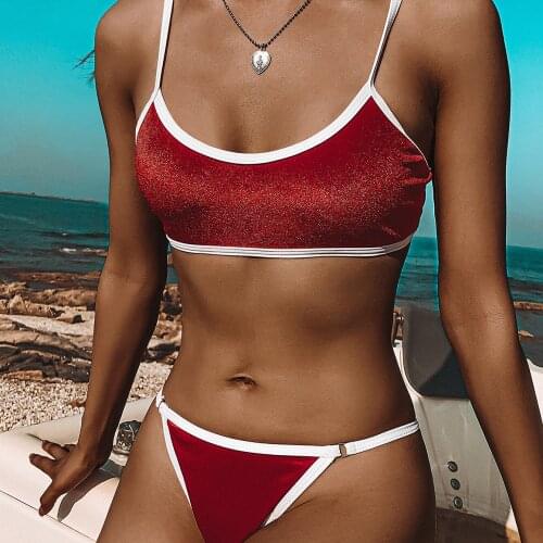 Sexy 2021 Swimwear Women Summer Backless Push Up Padded Bra Micro Bikini Thong Two Piece Set Beachwear Brazilian Bikini