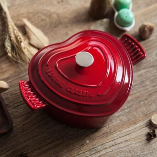 Thickened cast iron colored enamel soup pots creative heart-shaped design frying pan water droplets self-circulating cookware