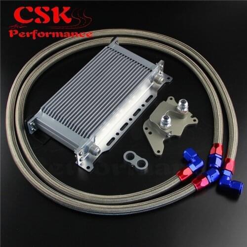 Fits For BMW Mini Cooper S R56 Filter Adapter +19 Row Oil Cooler w/ Bracket Hose Kit
