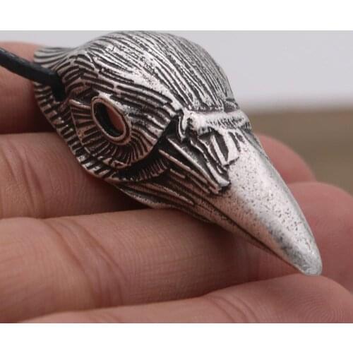 Viking raven head pendant black bird charm men necklace Goth Odin Raven Skull Jewelry Amulet Talisman Gothic Animal Bird Pendant