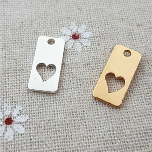 RONGQING 20pcs/lot 18*8MM heart gold silver charms for jewelry making DIY pendant Accessory handmade