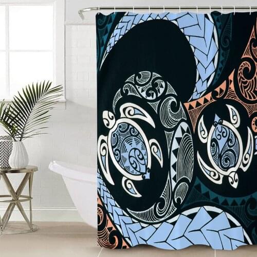 Polynesian Texture Shower Curtain Bathroom Decorative Waterproof Polyester Fabric Curtain for Bathroom