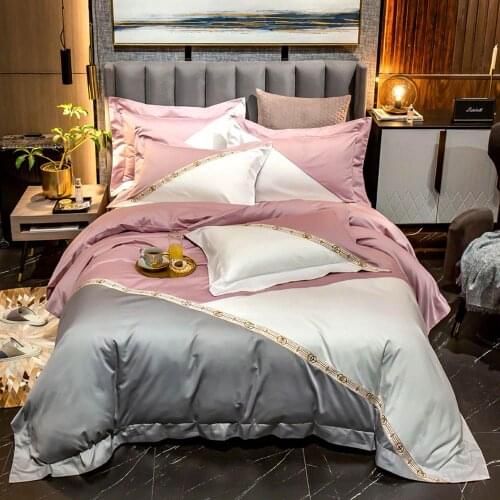 Svetanya Luxury Embroidery Linens 60S Egyptian Cotton Queen King Size Bedding Duvet Cover Set