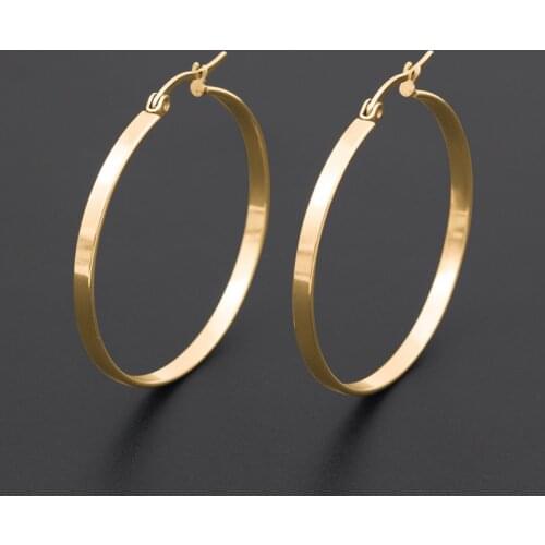 Stainless Steel Hoop Earrings For Women Big Round Circle Hoop Earring Pop Fashion Ear Piercing Jewelry Gold Black/Silver Color