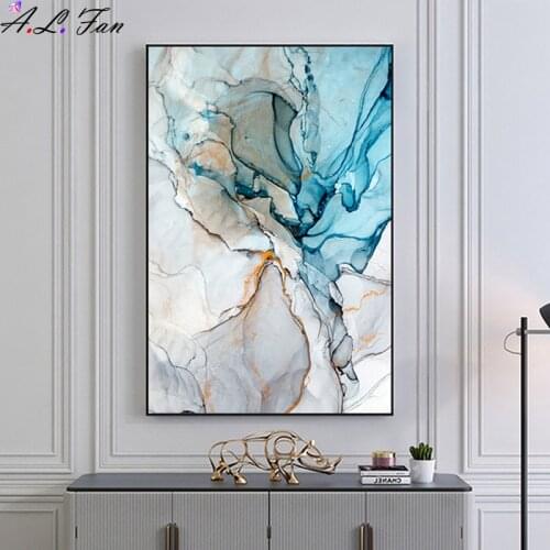 Modern abstract painting on canvas colorful gold imitation marble pattern nordic wall art poster print picture living room decor