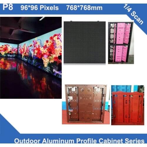 TEEHO 6pcs/lot Outdoor P8 SMD Full Color led display aluminum profile cabinet PANEL 768*768mm 96*96dots rental LED panel screen