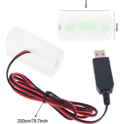 1.5V 3V 4.5V 6V LR20 D Cell Battery Eliminator with US Plug USB Power Adapter 2m Cable Replace 1 to 4pcs D Size Wholesale