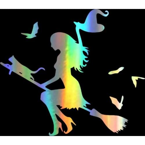 Stickers On 15*17cm The Witch and Broomstick windowtoon Sticker Vinyl Funny window Styling Stickers and Decals Creative Decor