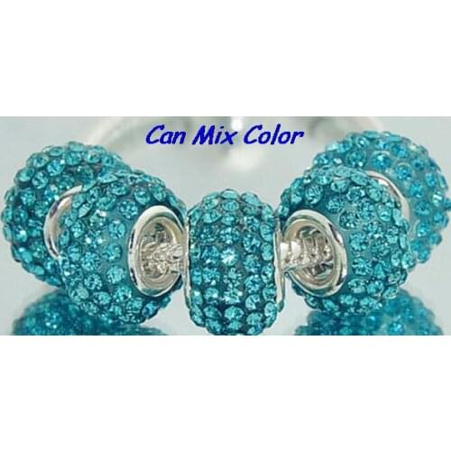 D3r3 mix glass lot 14mm x10mm Silver Plated Core Big Hole European Beads Resin charms Bracelets bead crystal