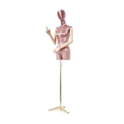 High-Quality Silk Fabric Female Mannequin Body Stand Dress Wood Hand Mannequin,Flexible Women,Adjustable Can Pin Rack 1PC D316