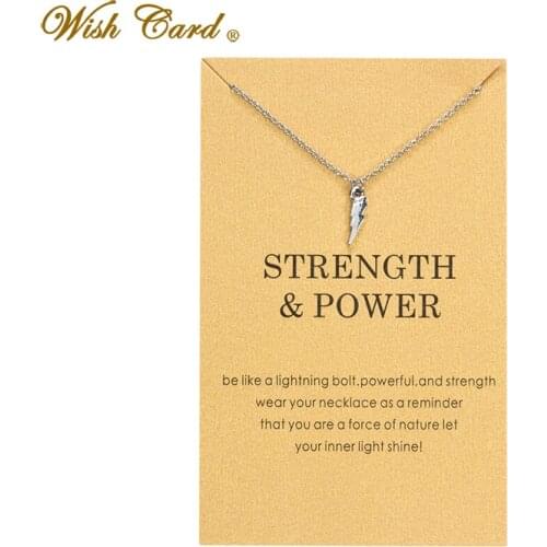 Wish Card Geometric lightning Necklace for Women Boho Pendants Choker Gift Jewelry Neck Chain Bijoux Collares Mujer CN135