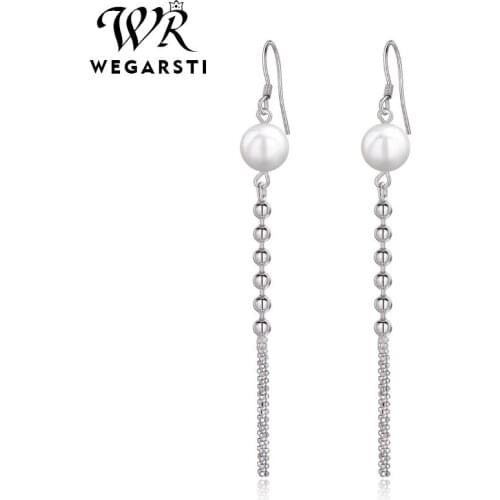 WEGARSTI Silver 925 Jewelry Earring Luxury Trendy Pearl Earrings 925 Sterling Silver Jewelry Earrings For Women Fine Jewelry
