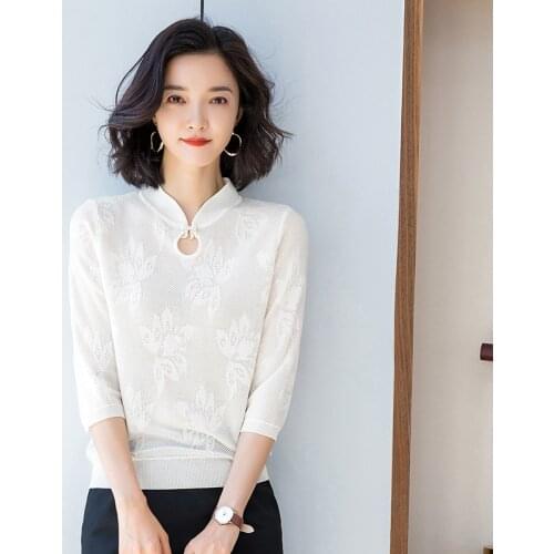 Tencel Knitted Pullovers Women 2021 New Autumn Stella Filante Bow Jacquard Jumper Pull Femme Women Girl Tops Thin Sweater