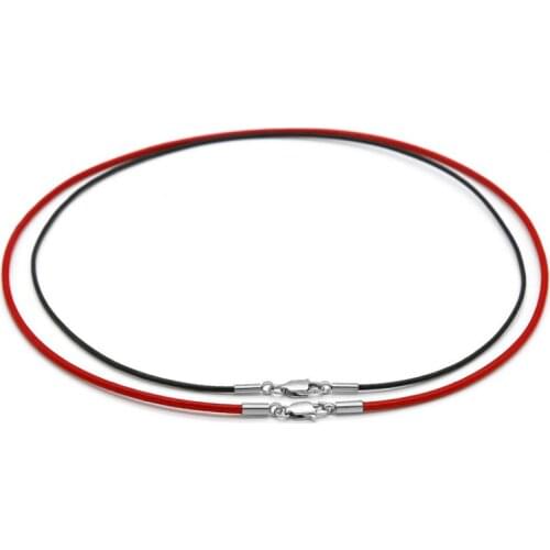 1.5mm 2mm Handmade Leather Rope Necklaces & Pendant Charms Jewelry Findings Stainless Steel Lobster Clasp String Cord 50cm 60cm