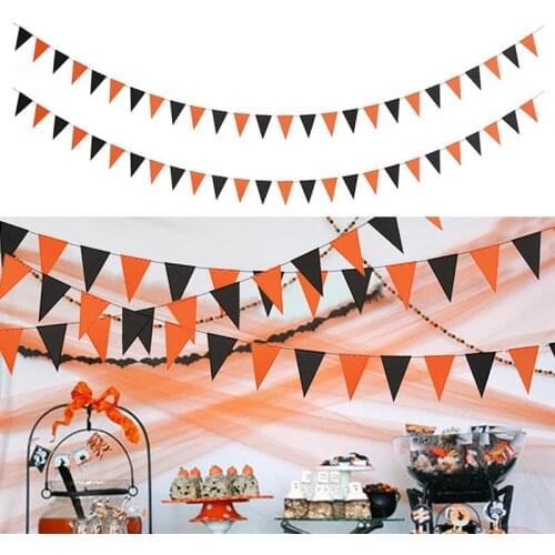 2PCS 9.84ft Halloween Banner Triangle Paper Banner Hanging Party Banner paper Banner Garlands Bunting