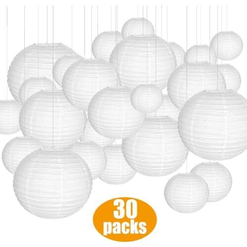 30 Pcs Paper Lantern Assorted Sizes of 4"-14" Chinese Lanterne Decoration for Weddings Baby Shower Mariage Parties and Events