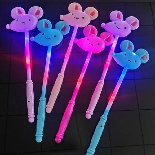 5Pcs Mouse Magic LED Cartoon Glowing Ring Light Finger Light Wand Glowing Bracelet Necklace Toy Small Gift