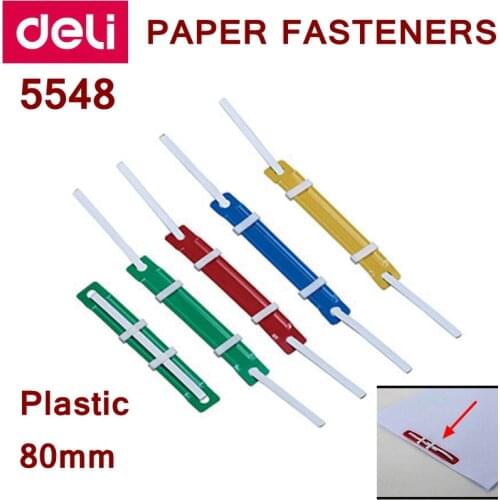 50PCS/LOT Deli 5547 Office documents 2-HOLE Paper fasteners 80mm hole distance plastic Documents fasteners