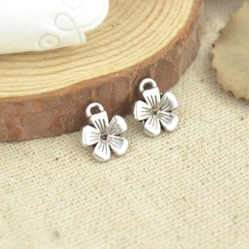 75 Pcs 11*9 mm Antique Silver color Tone flower Charms DIY Jewelry Making Q130