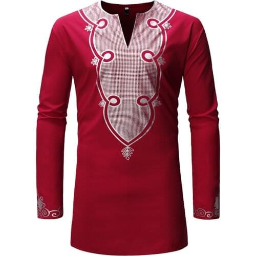 African Dashiki Print Longline Shirt Men 2020 Fashion Extra Long African Clothes Men Hip Hop Streetwear Casual Shirts Camisas