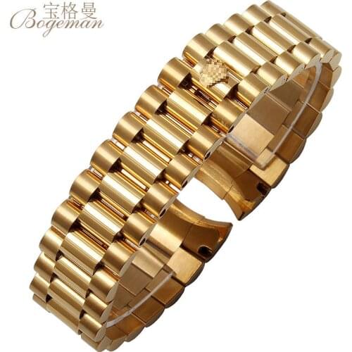 13/17/20 mm Watch accessories for Rolex water ghosts waterproof series with folding buckle mens steel strap watch band