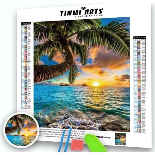 Diamond Painting Sunrise Landscape Cross Stitch 5D Diamond Embroidery Sea Rhinestones Art Bead Picture Kits Home Decor