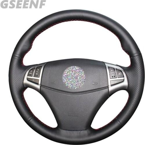 Car Accessories Hand-stitched Black Genuine Leather Car Steering Wheel Cover for Ssangyong Korando 2011-2015