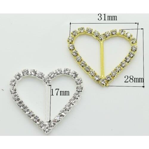 Shiny Heart rhinestone buckles wedding decoration diamond heart-shaped buckle Invited to the Wedding Ribbon slider Belts buckle