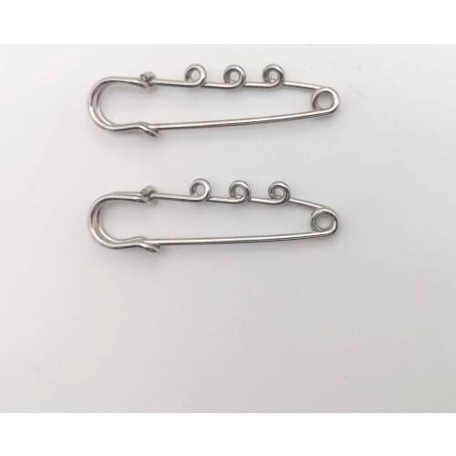 200PCS/Bag 50mm Safety Pins Brooch Blank Base Brooch Pins Pins with 3 Rings Jewelry Pin for Jewelry Making Supplies Accessorie