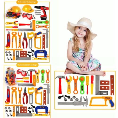 Childrens Simulated Pretend Play House Toy Toolbox Electric Drill Helmet Set Engineering Maintenance Tool Children Toys For Boy