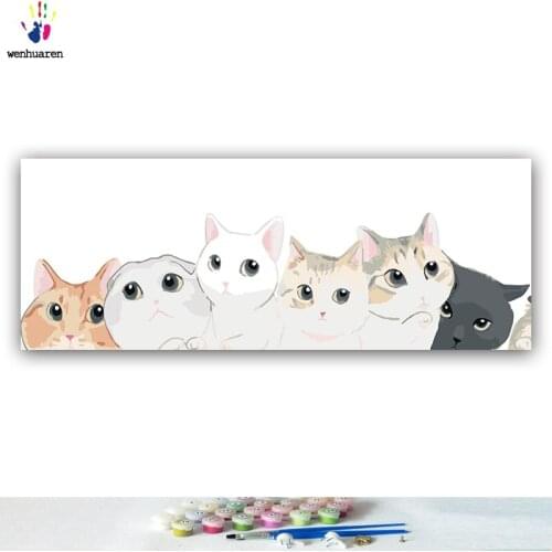 DIY colorings pictures by numbers with colors Cartoon Cat Black cat White cat picture drawing painting by numbers framed Home